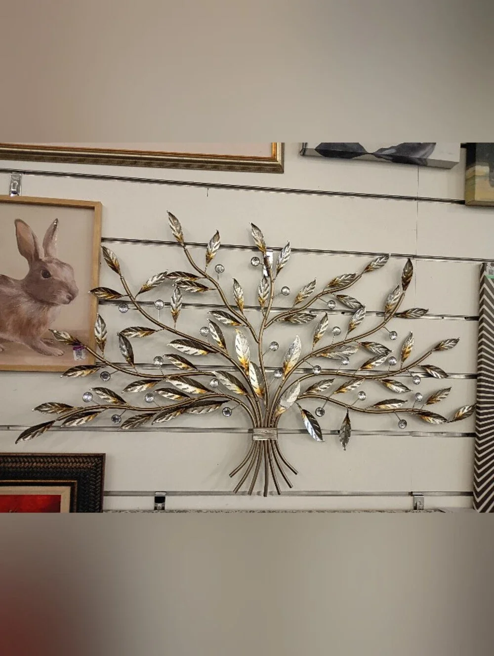 Belissa-Gold and Silver Metal Tree Wall Art ⁵Elegant Sprawling Leaf Sculpture.🎁